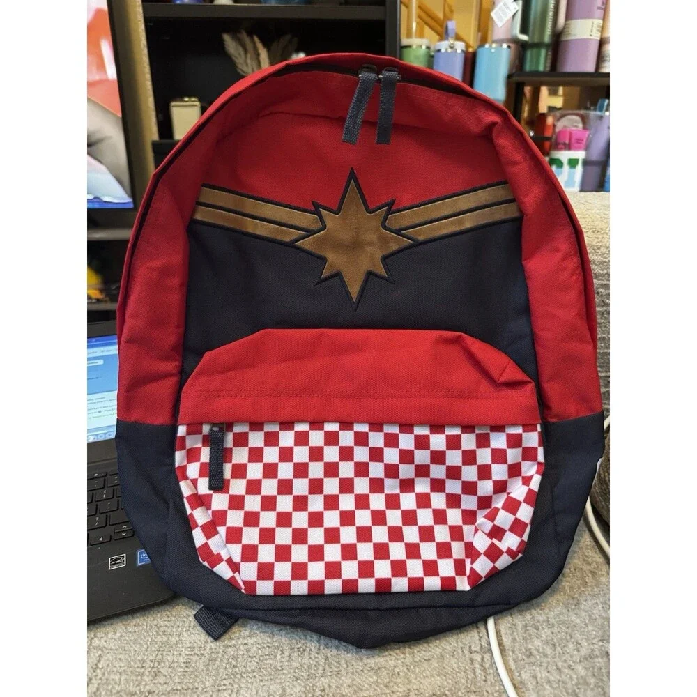 Vans Marvel Captain Marvel Backpack Red Navy New with Tags VN0A3QXFIZQ